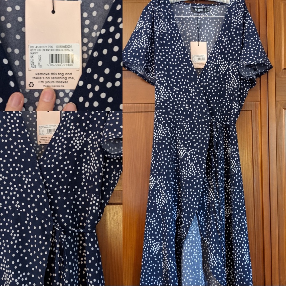Petite High Low Polka Dot Wrap Dress